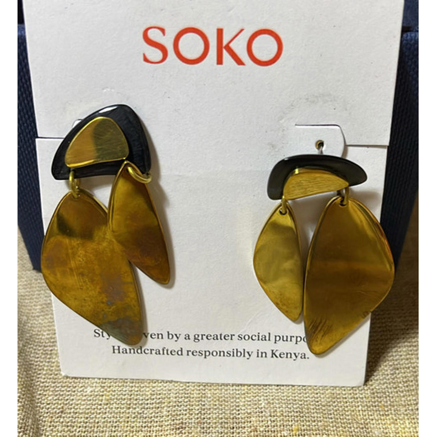 Soko Brass And Black Earrings 75 Brand New